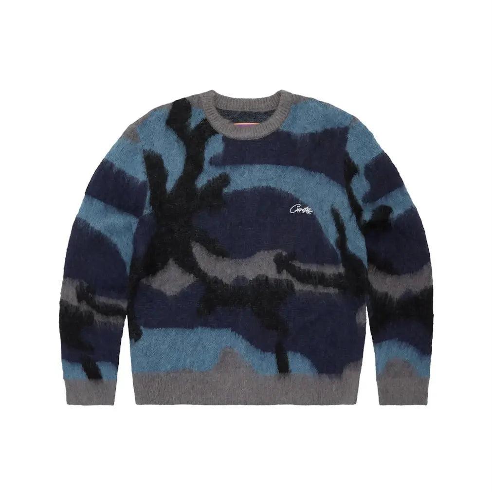 Pull Mohair camouflage bleu (S/M) - JIRISU 