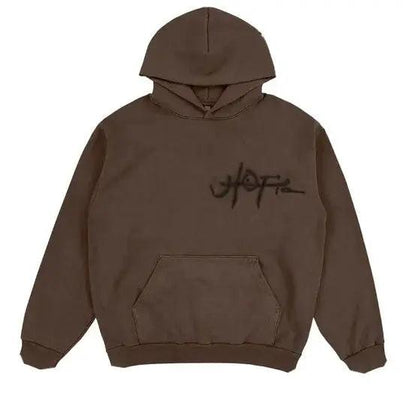 Sweat à capuche “Utopia” merch marron (M) - JIRISU 