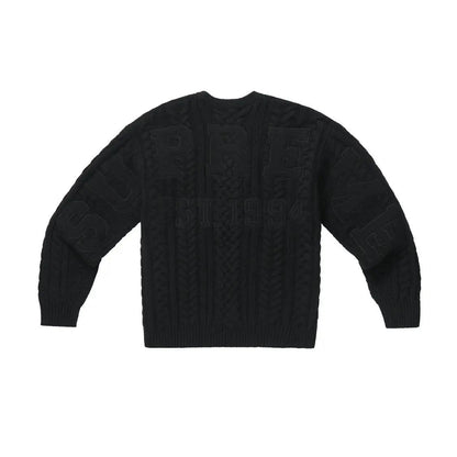 Pull Appliqué Câble Knit sweater noir (S/M) - JIRISU 