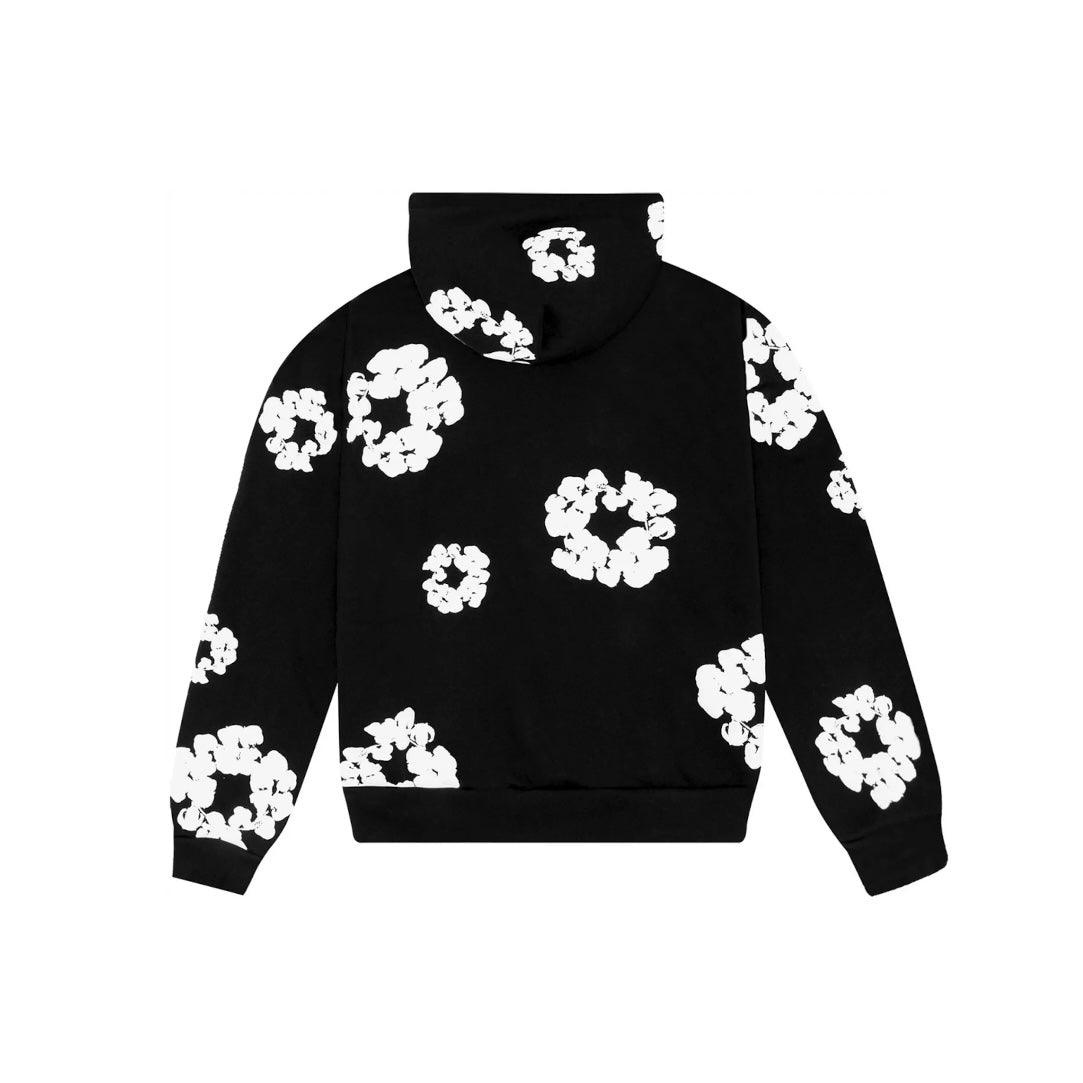 Sweat à Capuche The Cotton motif floral coloris noir - JIRISU 