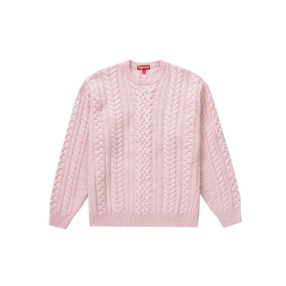 Pull Appliqué Câble Knit sweater rose pastel (S/M) - JIRISU 