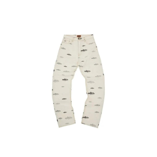 Jean à Motifs Alcatraz Denim coloris blanc - JIRISU 