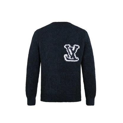 Pull Intarsia Crewneck bleu marine LV - JIRISU 