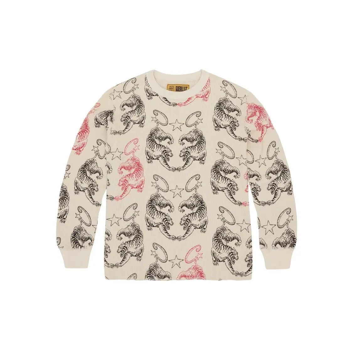 Pull Longsleeve motifs Tigres Waffle Homme - JIRISU 