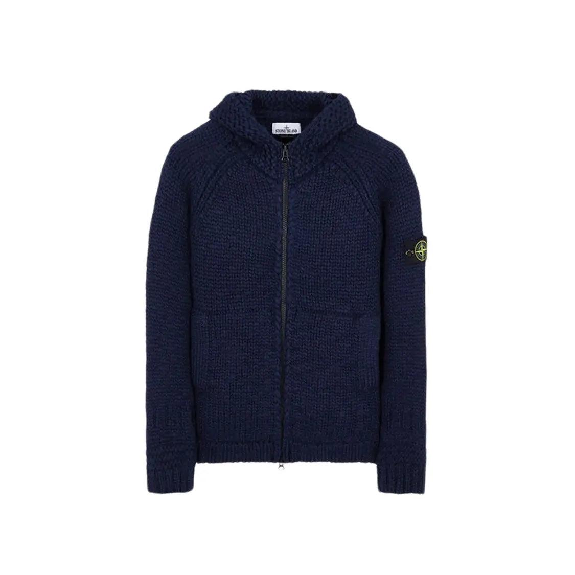 Veste zipé tricoté 544D4 Sweater bleue marine (M) - JIRISU 