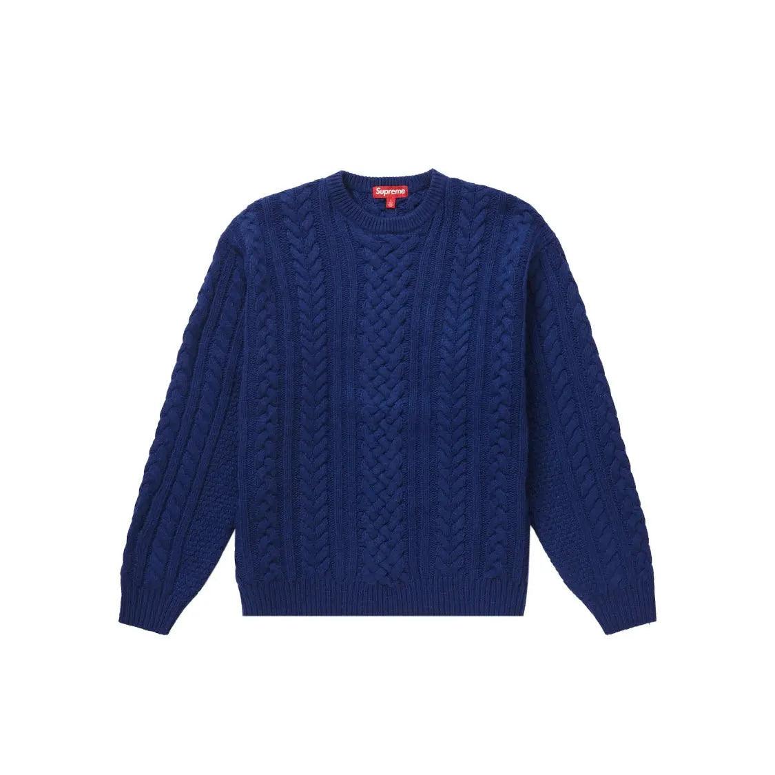 Pull Appliqué Câble Knit sweater bleu marine (S/M) - JIRISU 