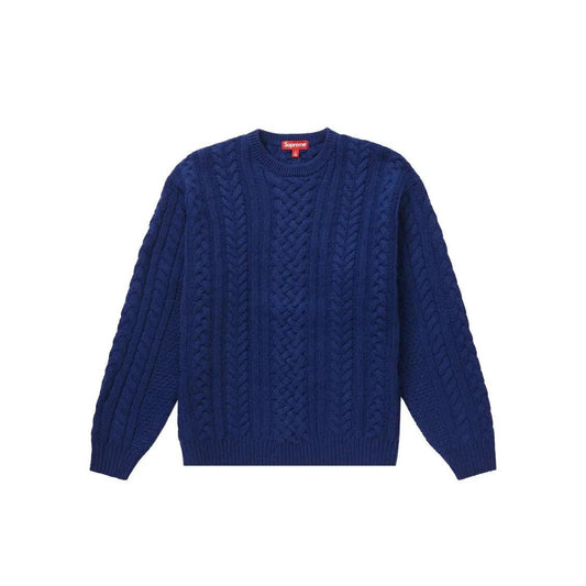 Pull Appliqué Câble Knit sweater bleu marine (S/M) - JIRISU 