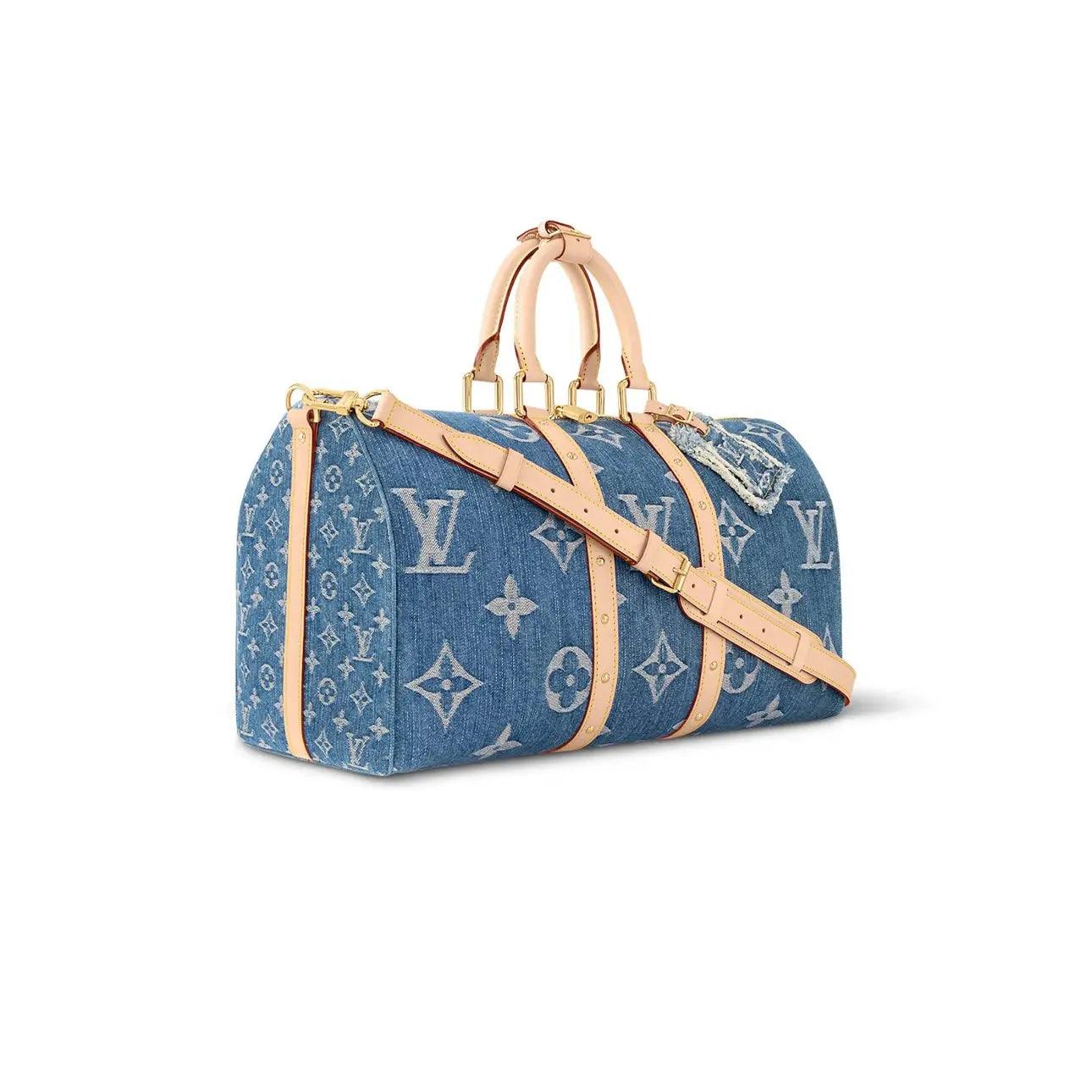 Sac Bandoulière Bleu Denim LV 45 à motifs monogramme - JIRISU 